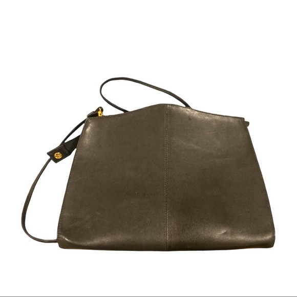 black leather constructed slim style medium size crossbody bag - Picture 2 of 7